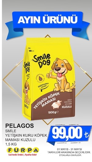 Pelagos Smile Yetiskin Kuru Kopek Mamasi Kuzulu 1.5Kg