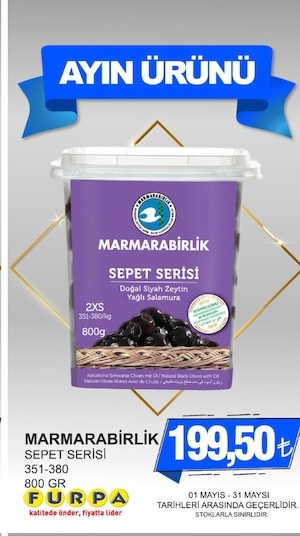 Marmarabirlik Sepet Serisi Doğal Siyah Zeytin Yağlı Salamura 800G