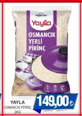Yayla Osmancik Yerli Pirinç 2Kg