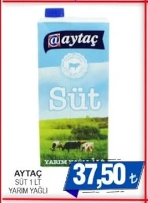 Aytaç Yarım Yağlı Süt 1 Lt