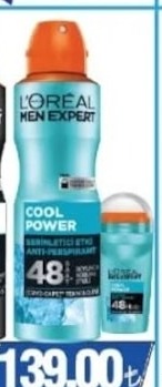 L'Oreal Men Expert Cool Power Deodorant Sprey 150 Ml & Roll-On 50 Ml
