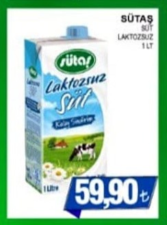 Sütaş Süt Laktozsuz Süt 1 Lt