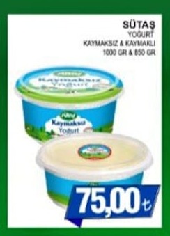 Sütaş Yoğurt Kaymaksiz & Kaymakli 1000G & 850G