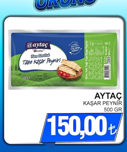 Aytaç Tam Yağlı Taze Kaşar Peyniri 500G
