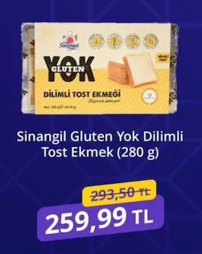 Sinangil Gluten Yok Dilimli Tost Ekmek (280 G)