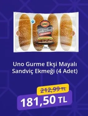 Uno Gurme Ekşi Mayalı Sandviç Ekmeği (4 Adet)