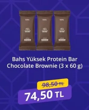 Bahs Yüksek Protein Bar Chocolate Brownie (3 X 60 G)