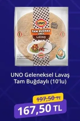 Uno Geleneksel Lavaş Tam Buğdaylı (10'Lu)