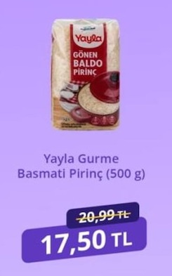 Yayla Gurme Basmati Pirinç (500 G)
