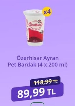 Özerhisar Ayran Pet Bardak (4 X 200 Ml)