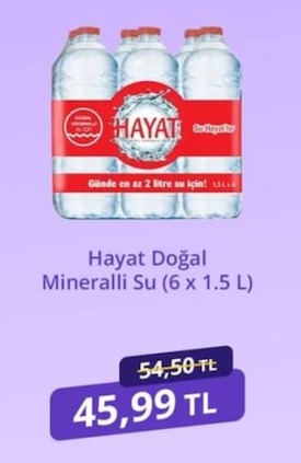 Hayat Doğal Mineralli Su (6 X 1.5 L)