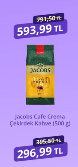 Jacobs Cafe Crema Çekirdek Kahve (500 G)