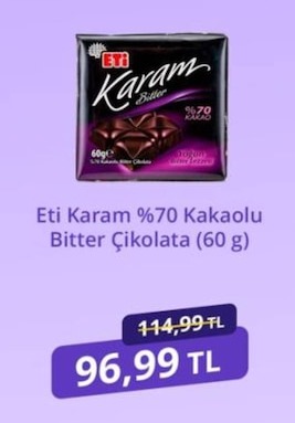 Eti Karam %70 Kakaolu Bitter Çikolata (60 G)