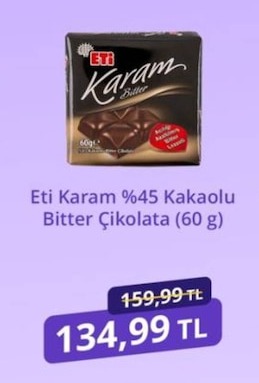 Eti Karam %45 Kakaolu Bitter Çikolata (60 G)