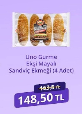 Uno Gurme Ekşi Mayalı Sandviç Ekmeği (4 Adet)