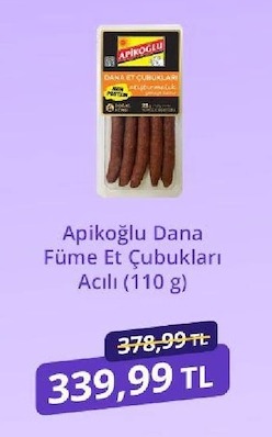 Apikoğlu Dana Füme Et Çubukları Acılı (110 G)