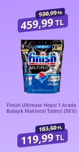 Finish Ultimate Hepsi 1 Arada Bulaşık Makinesi Tableti (58'Li)