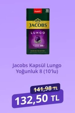 Jacobs Kapsül Lungo Yoğunluk 8 (10'Lu)