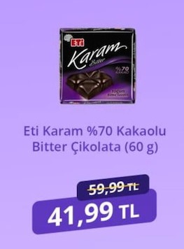 Eti Karam %70 Kakaolu Bitter Çikolata (60 G)