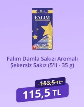 Falım Damla Sakızı Aromalı Şekersiz Sakız (5'Li - 35 G)