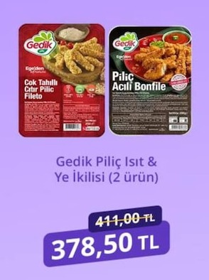 Gedik Tavuk Çok Tahıllı Çıtır Piliç Fileto Ve Piliç Acılı Bonfile Isıt & Ye İkilisi (2 Ürün)