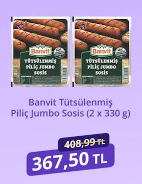 Banvit Tütsülenmiş Piliç Jumbo Sosis (2 X 330 G)