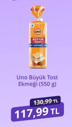 Uno Büyük Toast Ekmeği (550 G)