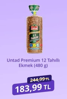 Untad Premium 12 Tahi̇Lli̇ Ekmek (480 G)