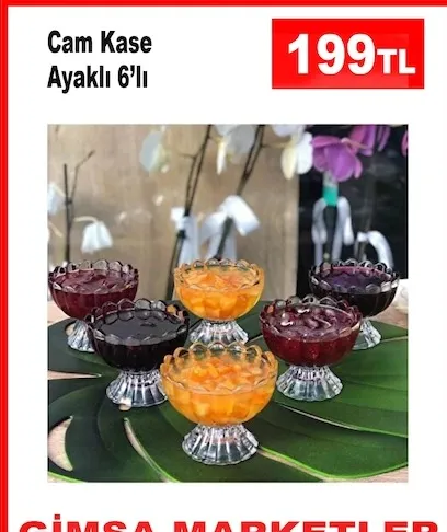 Cam Kase Ayaklı 6'Lı