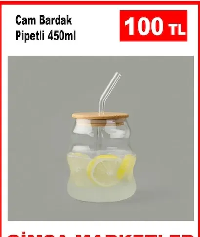 Cam Bardak Pipetli 450Ml