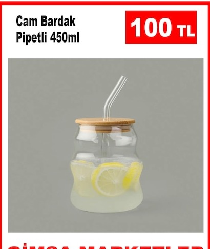 Cam Bardak Pipetli 450Ml