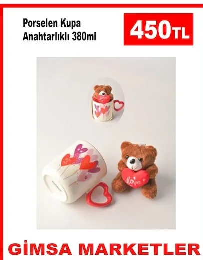 Porselen Kupa Anahtarlıklı 380Ml