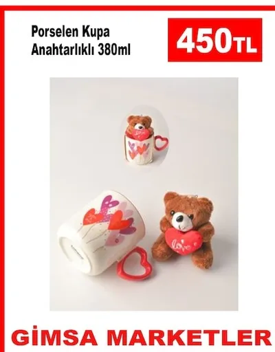 Porselen Kupa Anahtarlıklı 380Ml