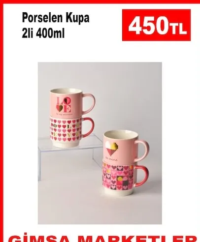 Porselen Kupa 2Li 400Ml