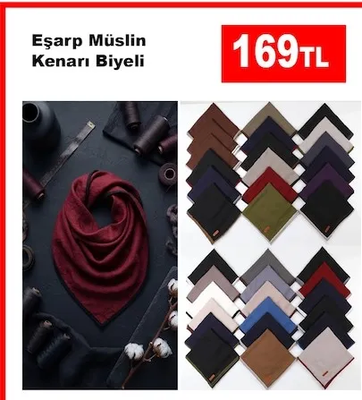 Eşarp Müslin Kenarı Biyeli