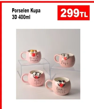 Porselen Kupa 3D 400Ml