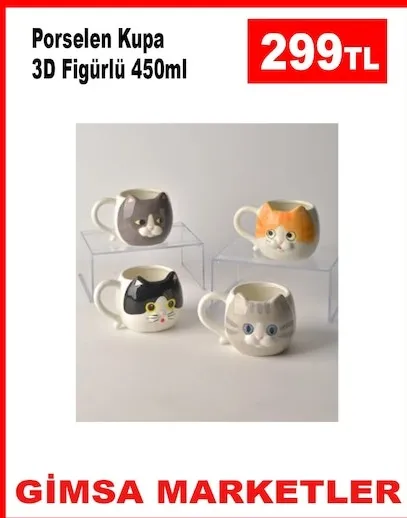 Porselen Kupa 3D Figürlü 450Ml