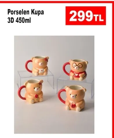 Porselen Kupa 3D 450Ml