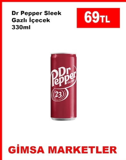 Dr Pepper Sleek Gazlı İçecek 330Ml