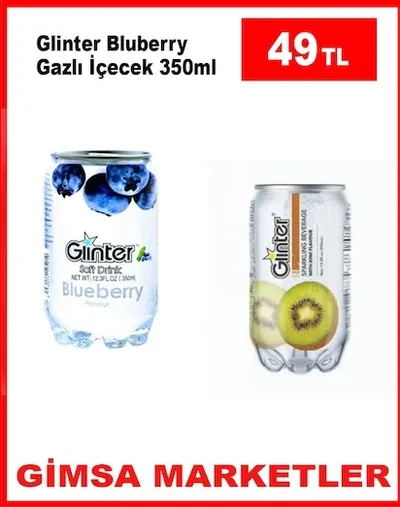 Glinter Bluberry Gazlı İçecek 350Ml