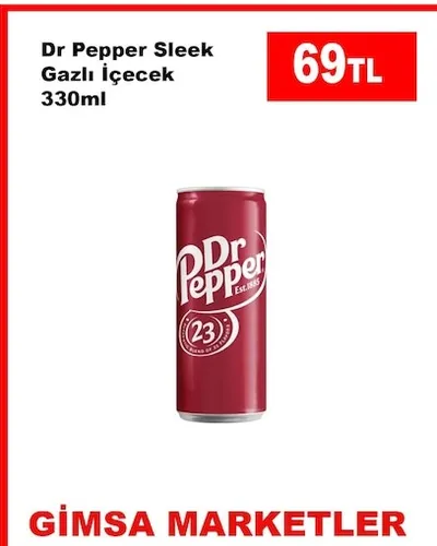 Dr Pepper Sleek Gazlı İçecek 330Ml