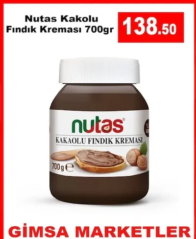 Nutas Kakaolu Fındık Kreması 700Gr