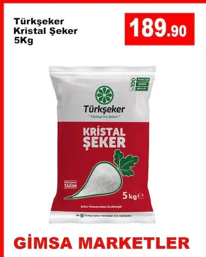 Türkşeker Kristal Şeker 5Kg
