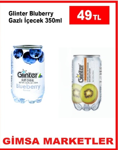 Glinter Bluberry Gazlı İçecek 350Ml