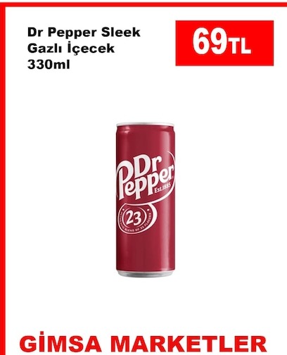Dr Pepper Sleek Gazlı İçecek 330Ml