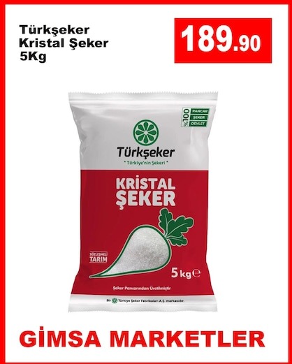 Türkşeker Kristal Şeker 5Kg