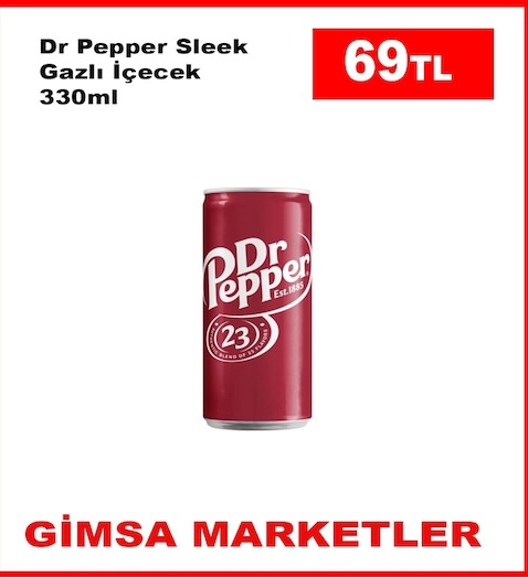 Dr Pepper Sleek Gazlı İçecek 330Ml
