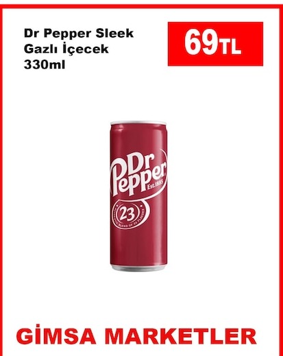 Dr Pepper Sleek Gazlı İçecek 330Ml