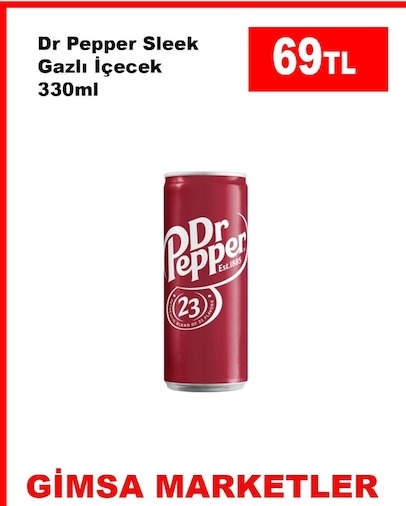 Dr Pepper Sleek Gazlı İçecek 330Ml