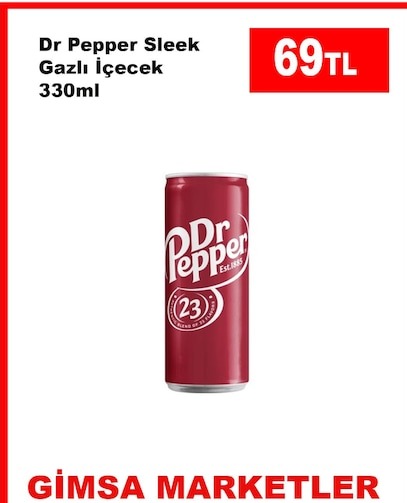 Dr Pepper Sleek Gazlı İçecek 330Ml
